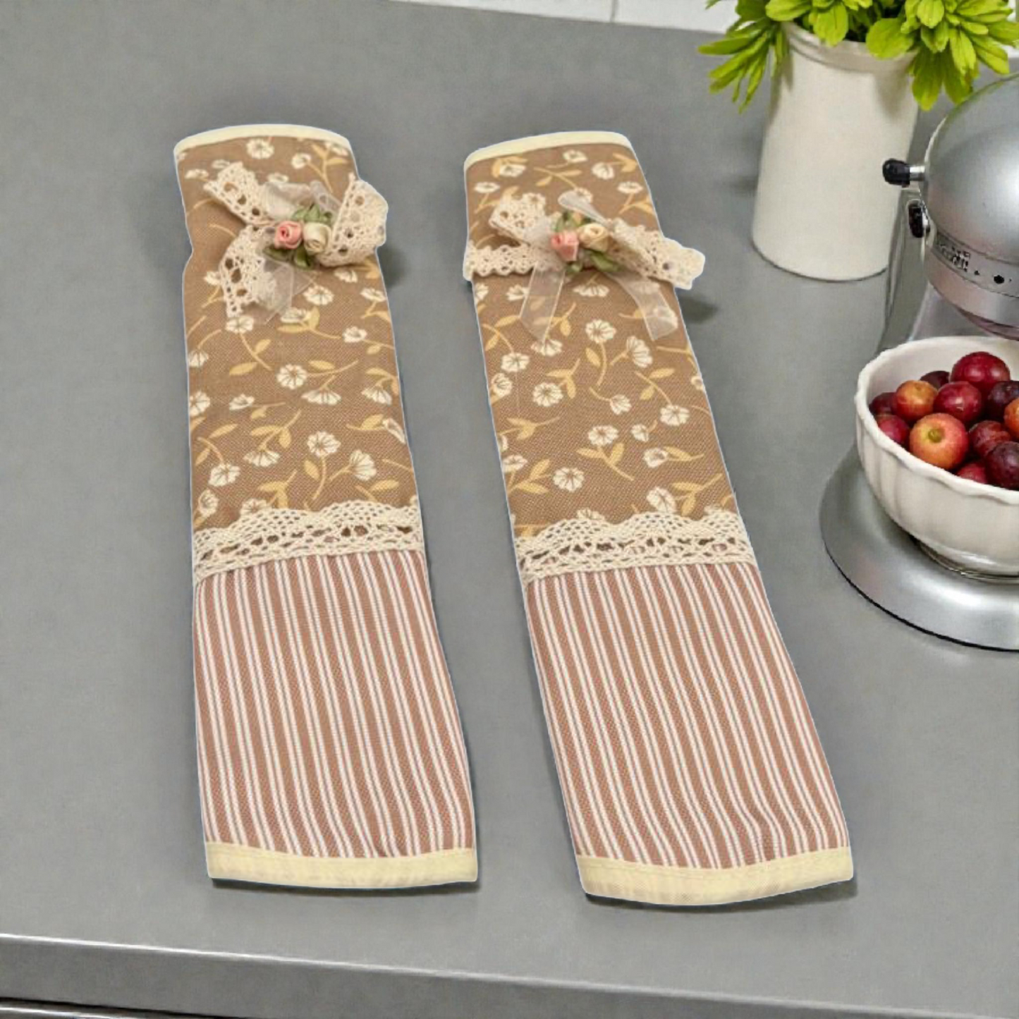 Kitchen Fridge Handle Covers Set – Checkered Refrigerator Handle Protectors (2 Pcs)