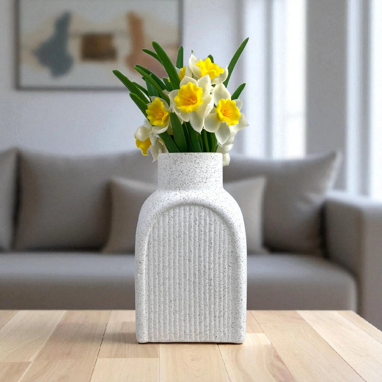 White Textured Arch Vase