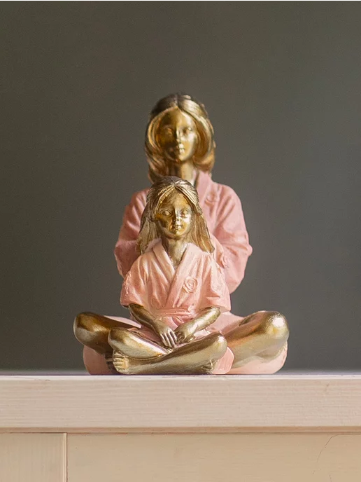 Mother & Daughter Spa Statue – Pink Robes