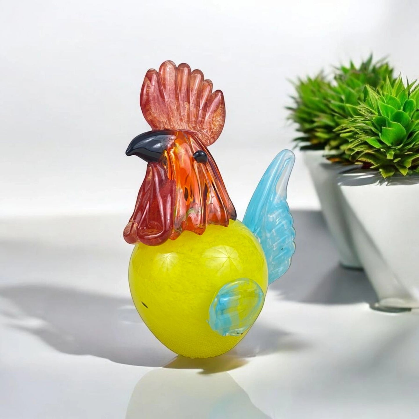 Vibrant Crystal Rooster Figurine
