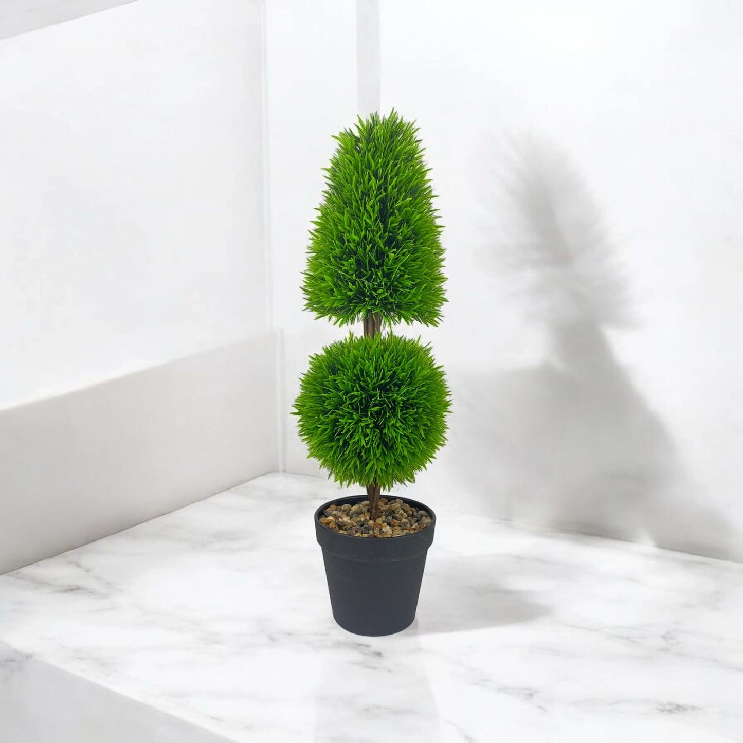 Artificial Double Ball Topiary Tree in Pot – Faux Greenery Décor