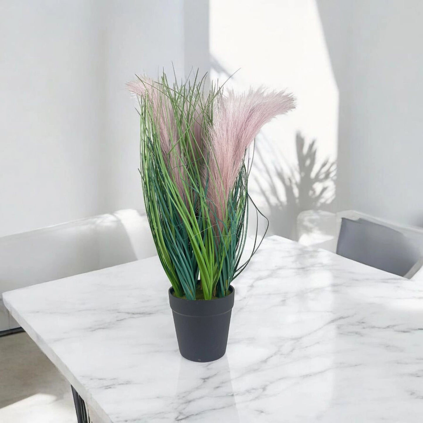 Artificial Pampas Grass Plant in Black Pot – Pink & Green Faux Décor