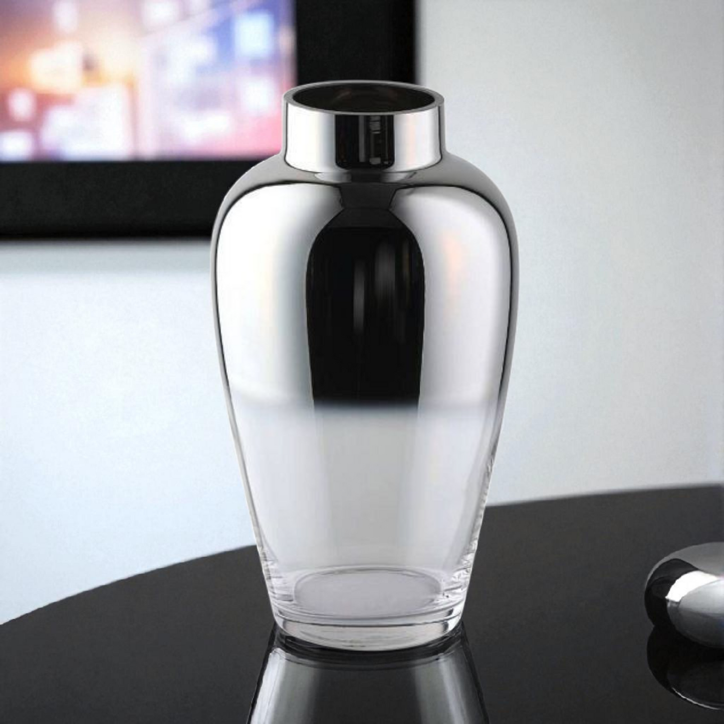 Silver Mirror Glass Vase – Modern Decorative Centerpiece