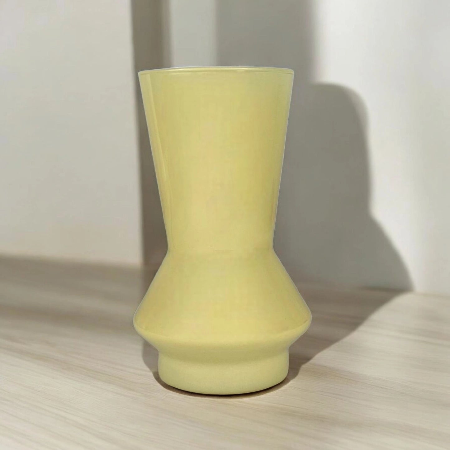 Yellow Ceramic Hourglass Vase