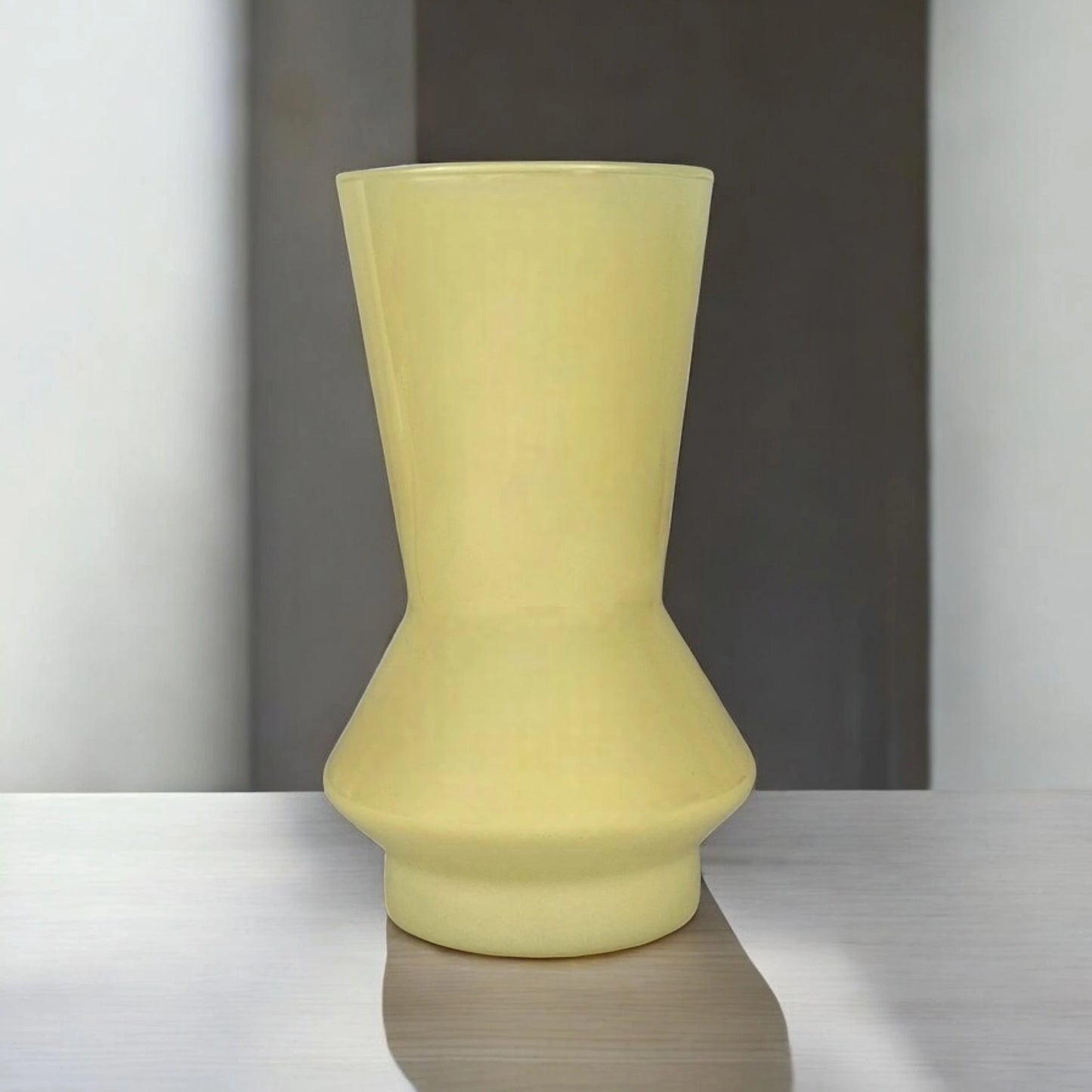 Yellow Ceramic Hourglass Vase