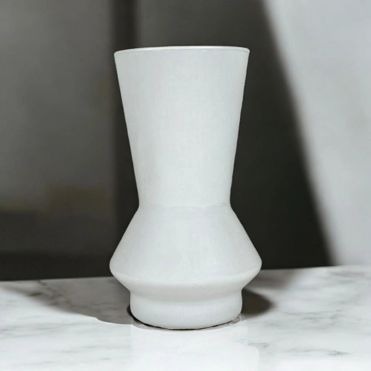 White Ceramic Hourglass Vase