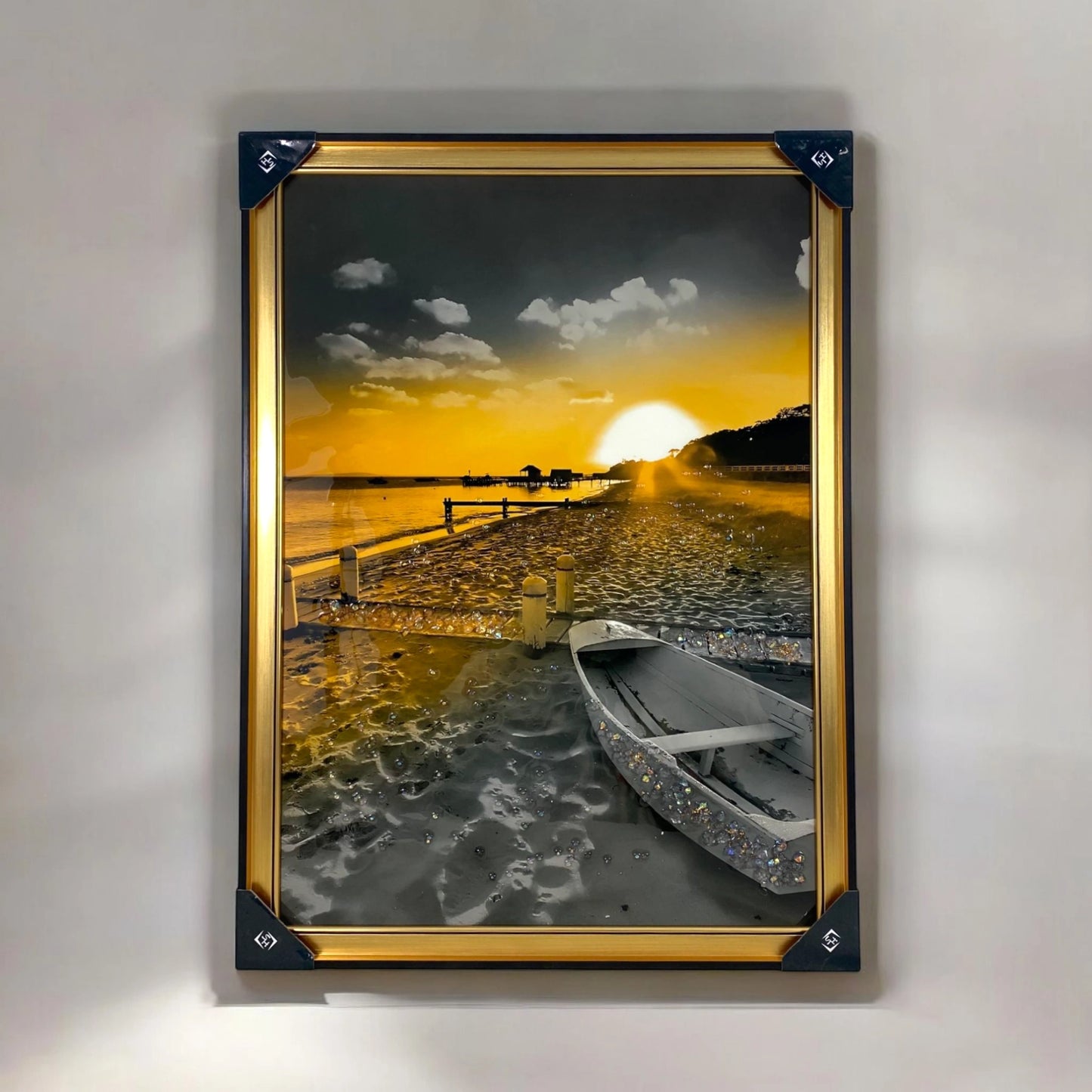 Golden Sunset Pier Art Panel