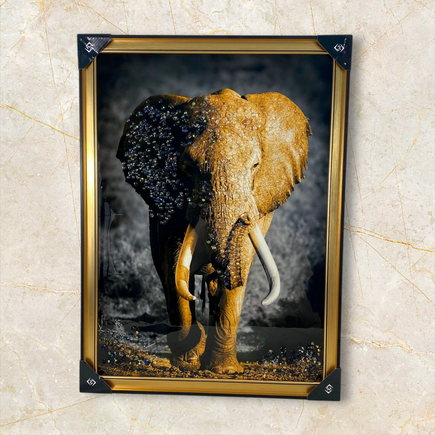 Golden Elephant Panel – Luxury Wildlife Wall Art