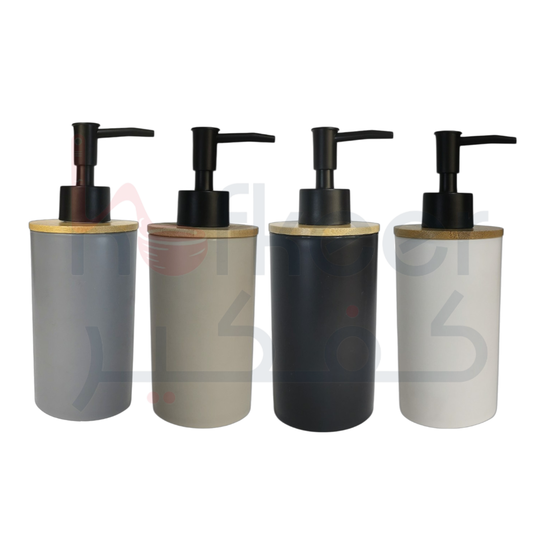 Plastic Liquid Soap Dispensers With Bamboo Cover - 4 Colors