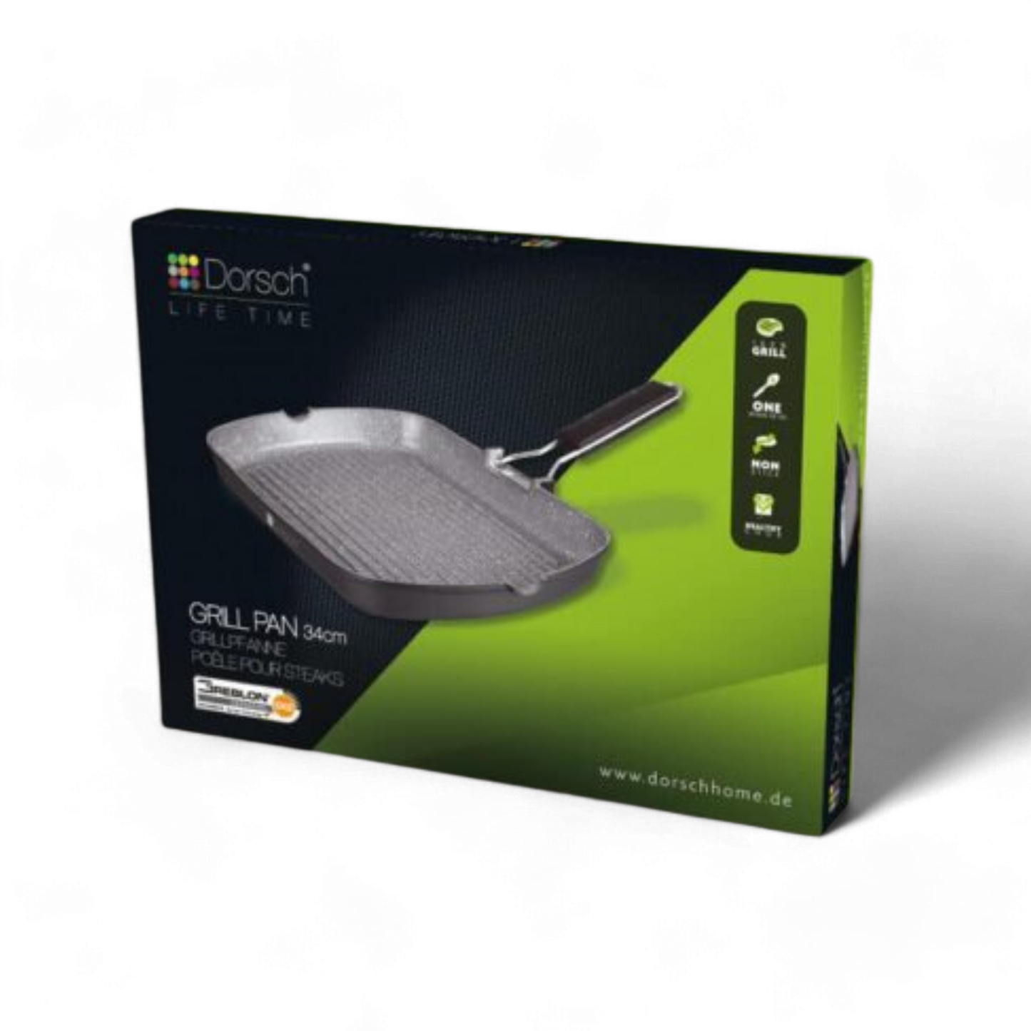 Dorsch Non-Stick Grill Pan with Foldable Handle - 34 Cm