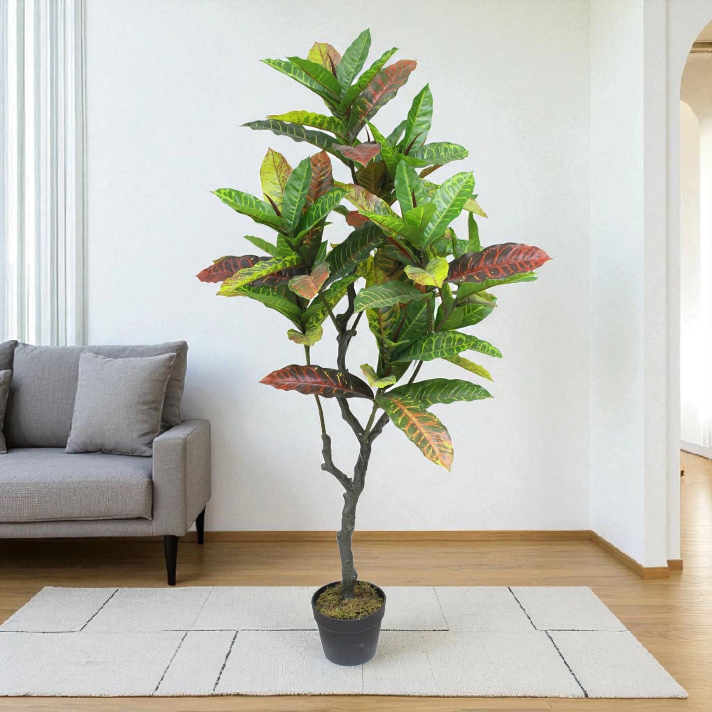 Artificial Croton Tree in Black pot 1.25m