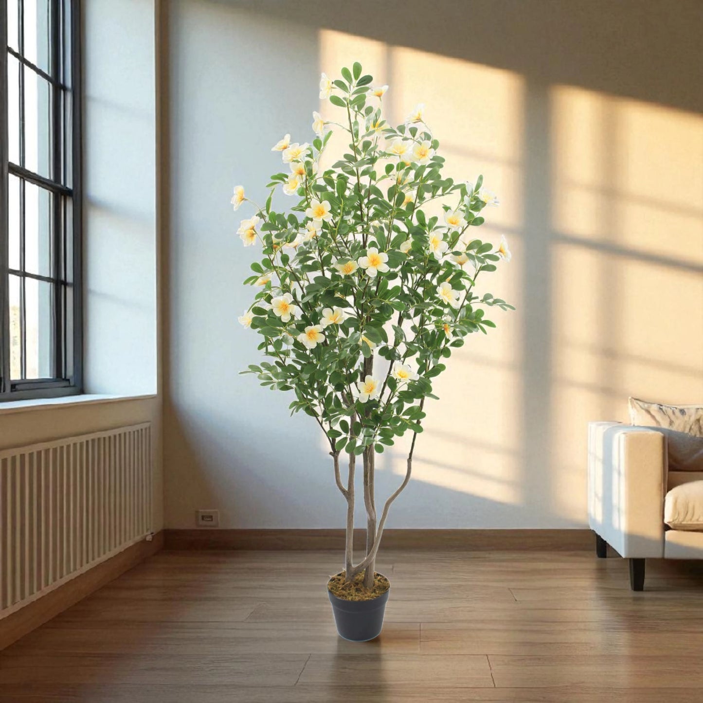 Artificial Flowering Tree – White Blossom Potted Décor