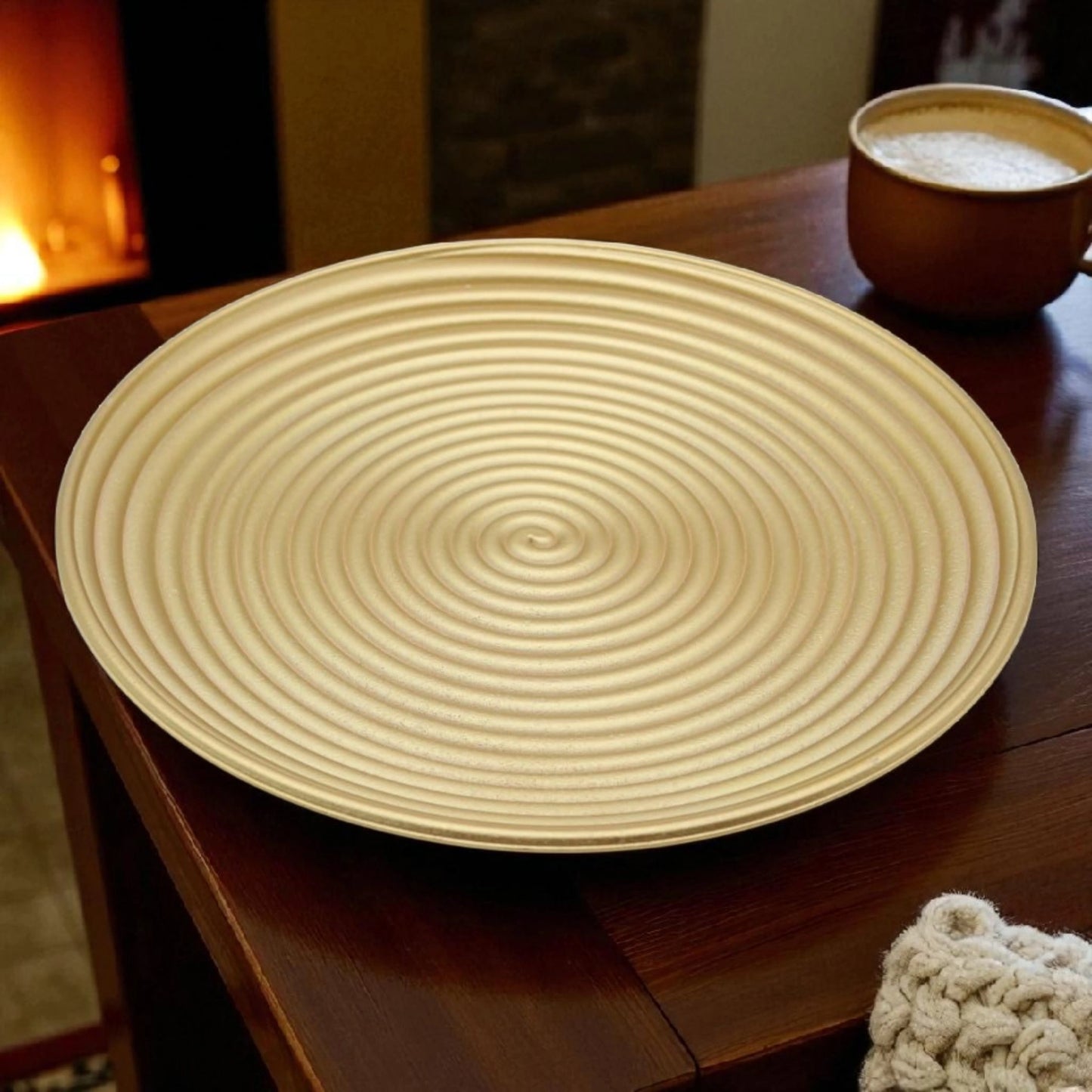 Spiral Design Decorative Plate – Gold Finish