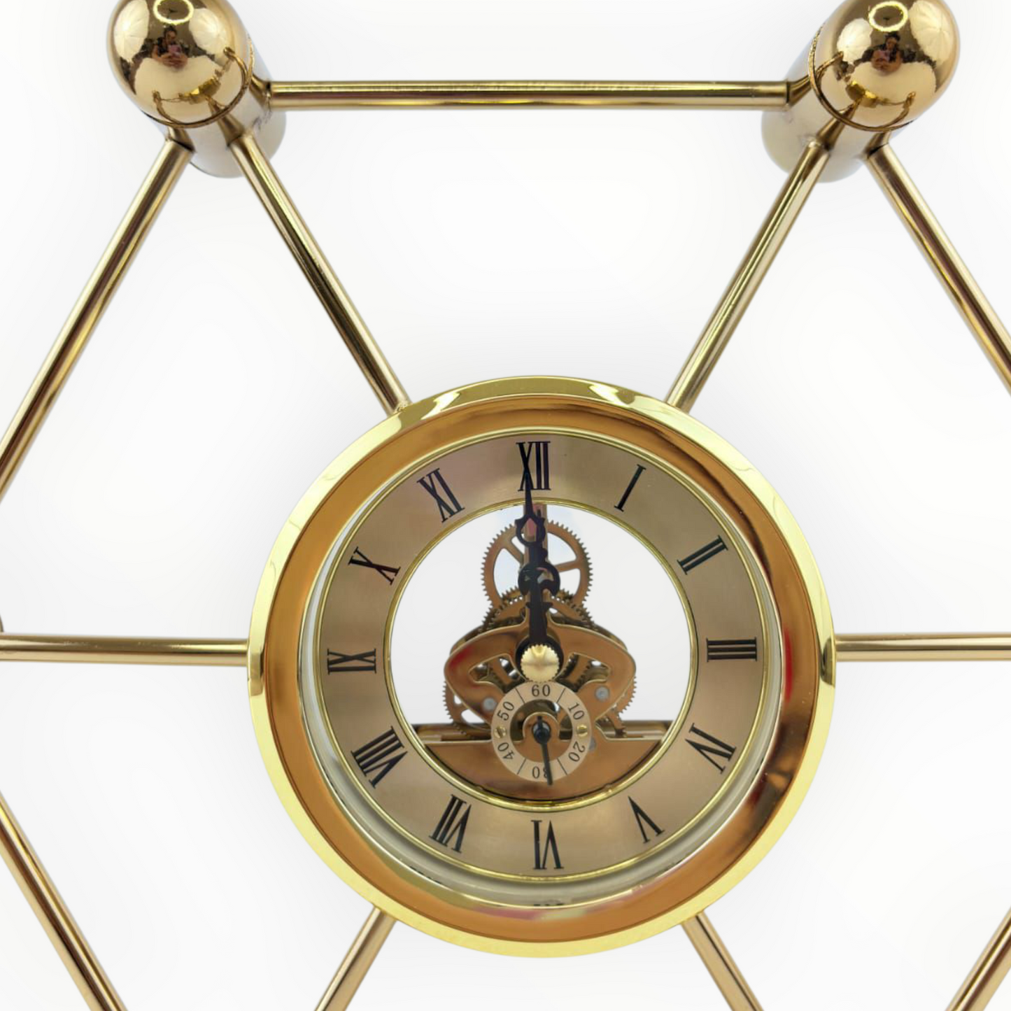 Geometric Golden Table Clock – Modern Decorative Metal Timepiece