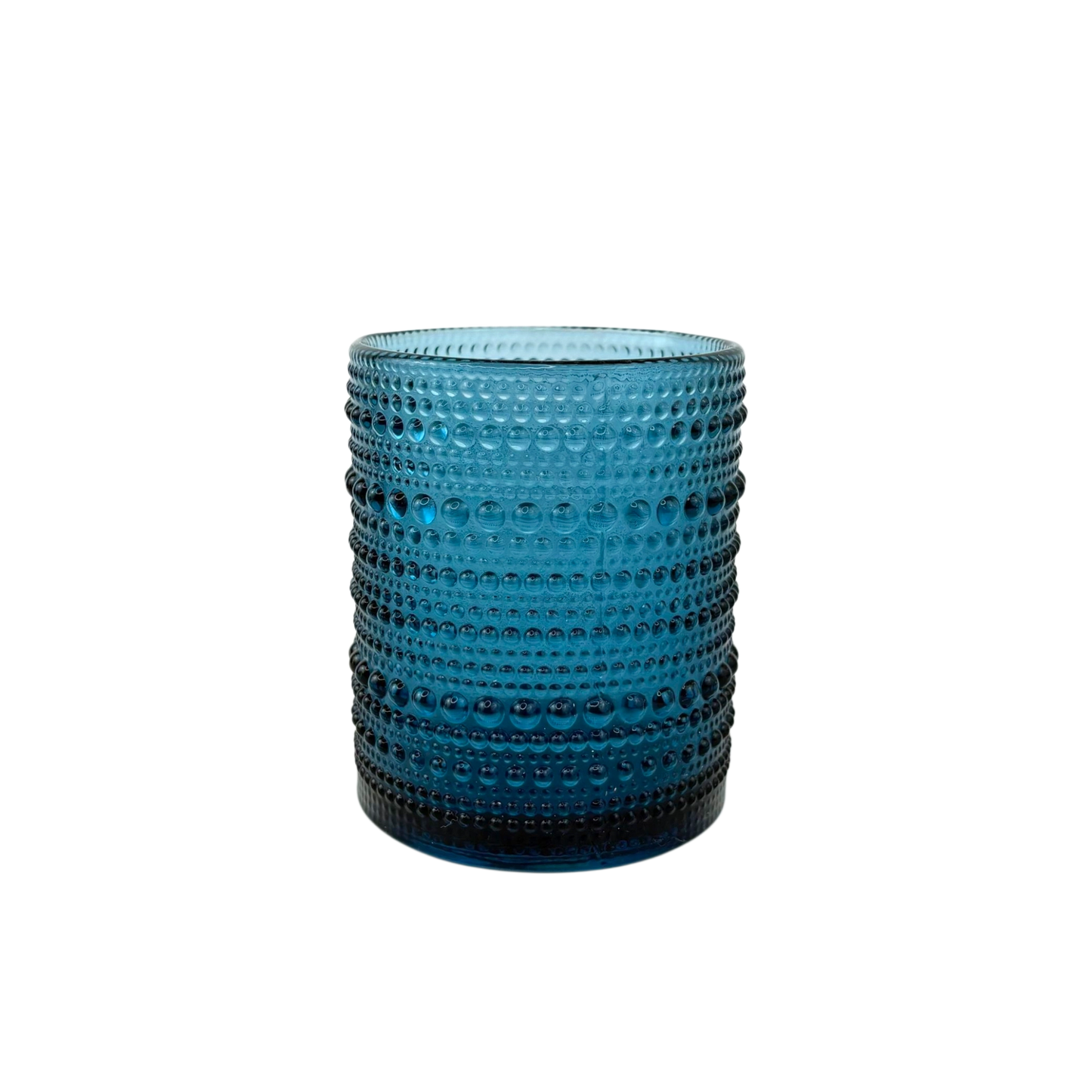 Short Textured Glass Tumbler – Blue Bubble Design Cup