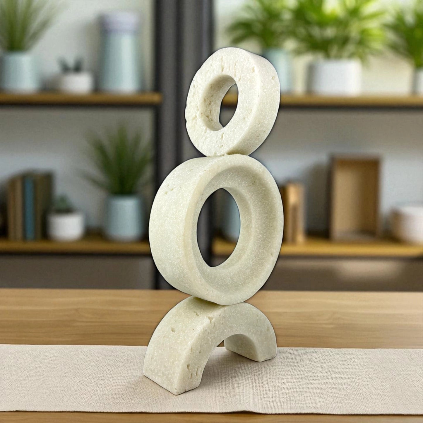 Stacked Ring Arch Sculpture – Minimalist Sandstone Decor