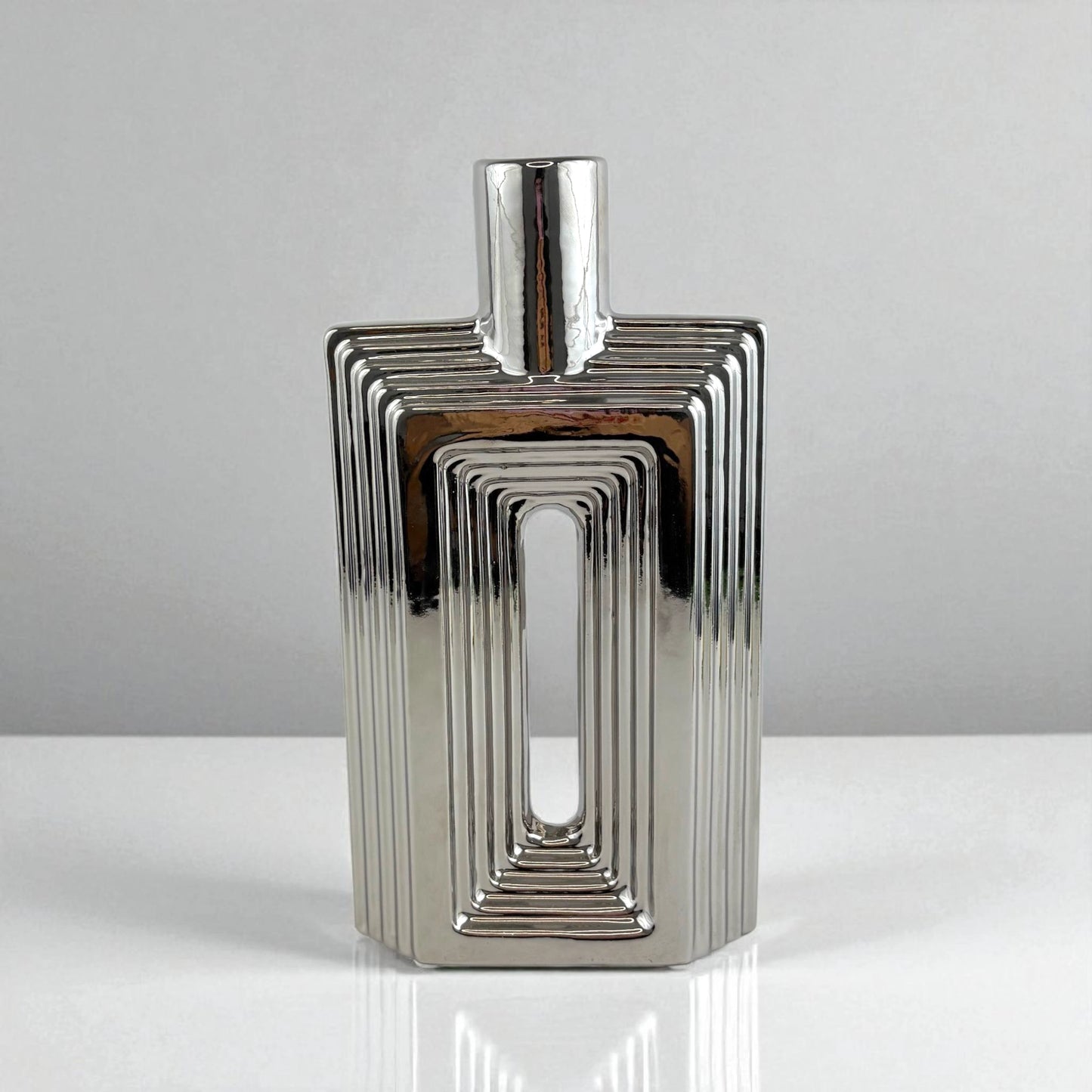 Geometric Silver Vase