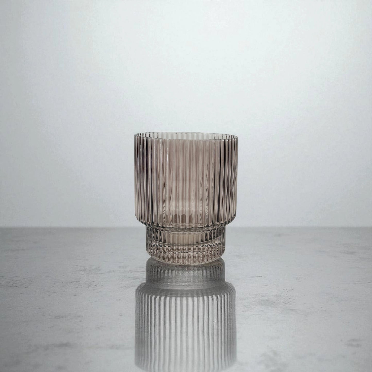 Ribbed Glass Tumbler – pink. 12 pcs