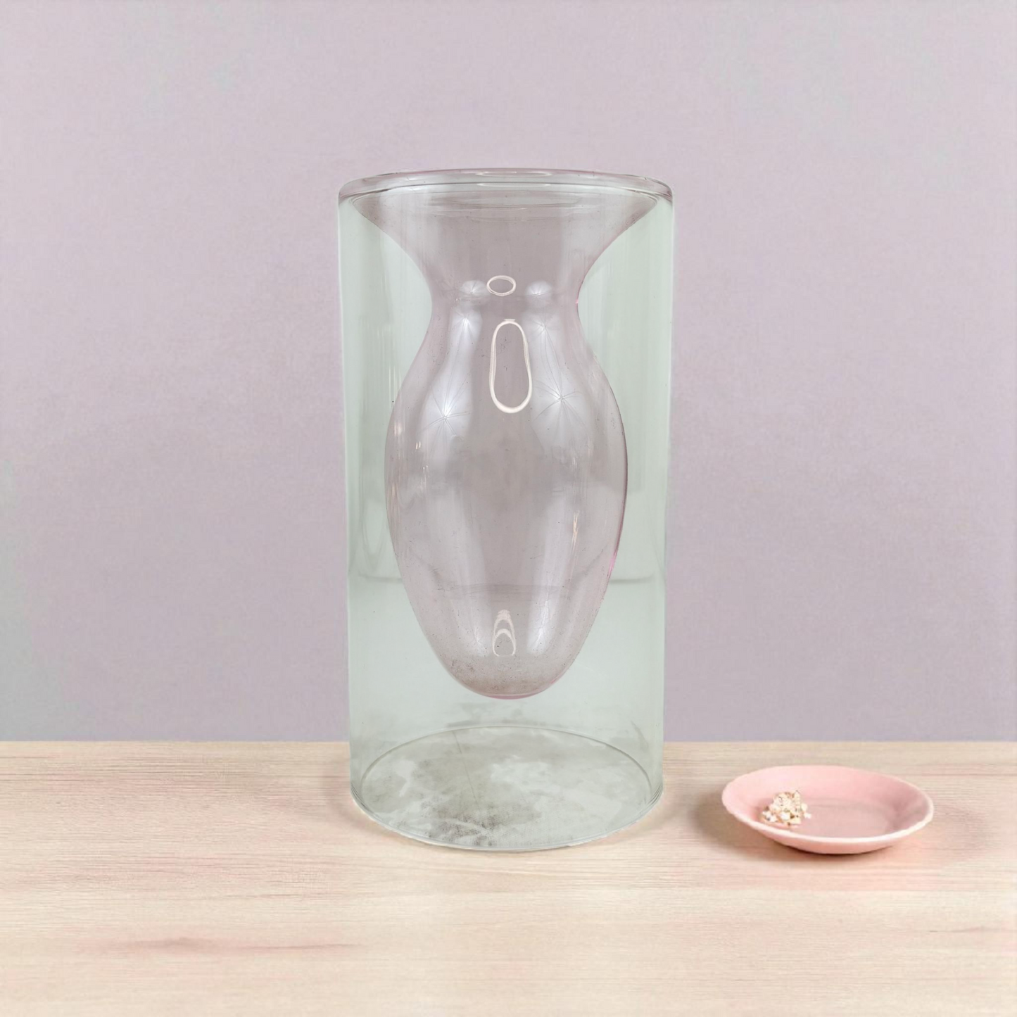 Clear Glass Vase – Modern Artistic Cylinder with Inner Capsule Design