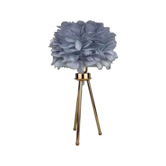 Gray Feather Tripod Lamp