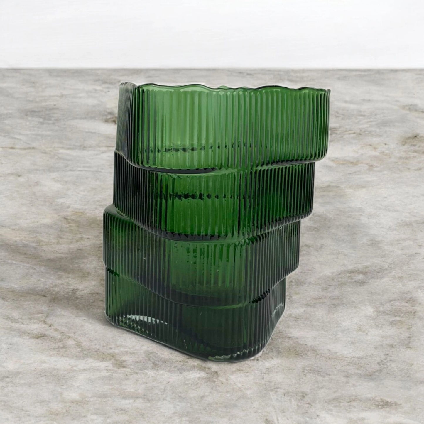 Twisted Green Glass Vase