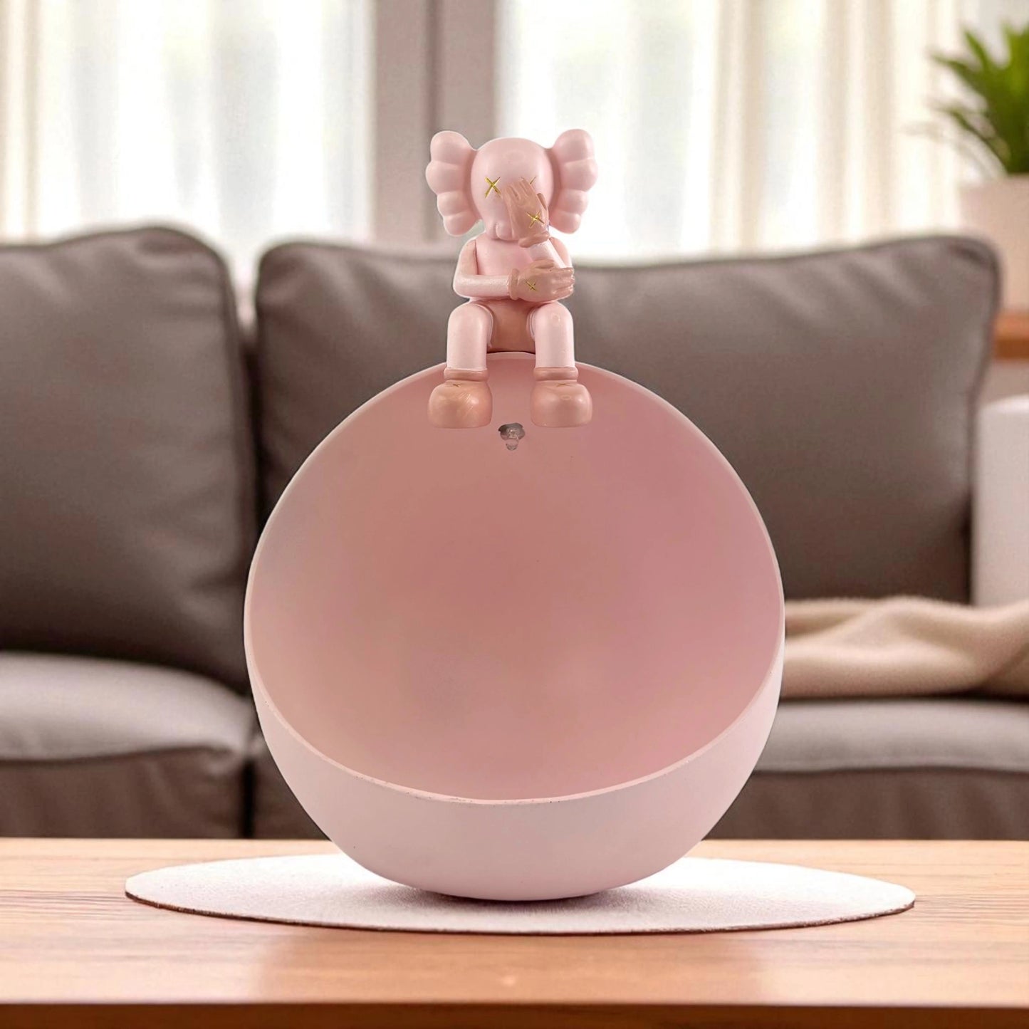 Pink KAWS-Inspired Holder with Companion Figurine