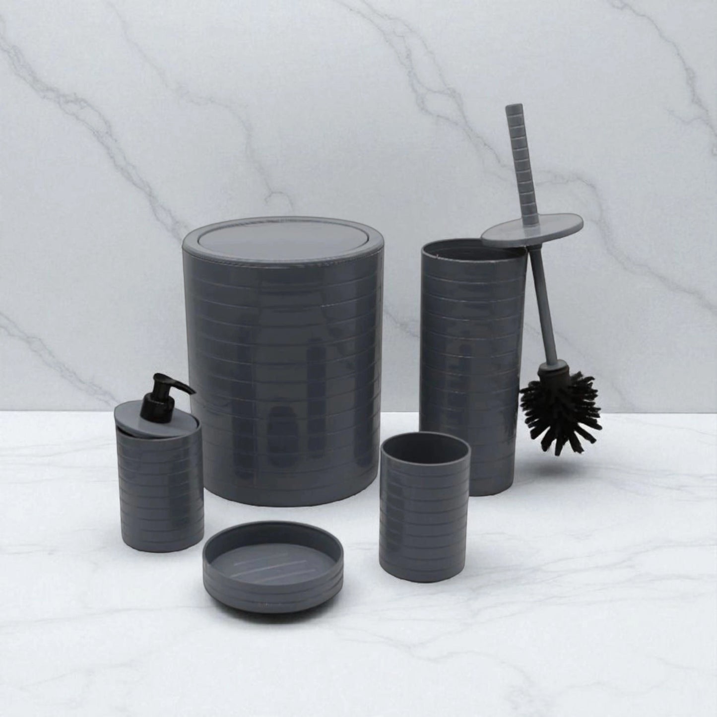 5-Piece Dark Grey Bathroom Set _modern style