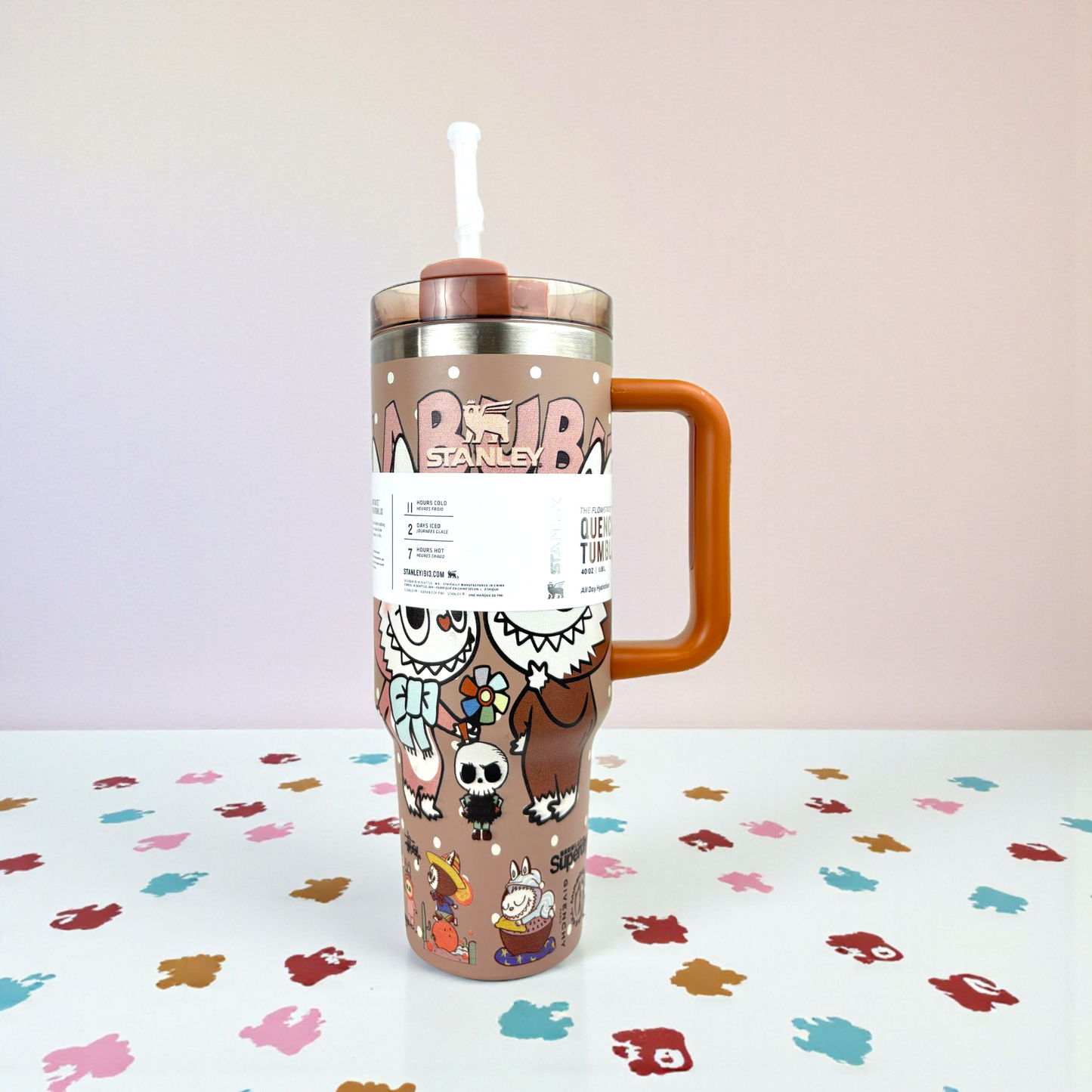 Stanley Quencher Labubu Brown Edition β 1.2L Stainless Steel Insulated Tumbler with Handle & Straw (Cute Cartoon Design)
