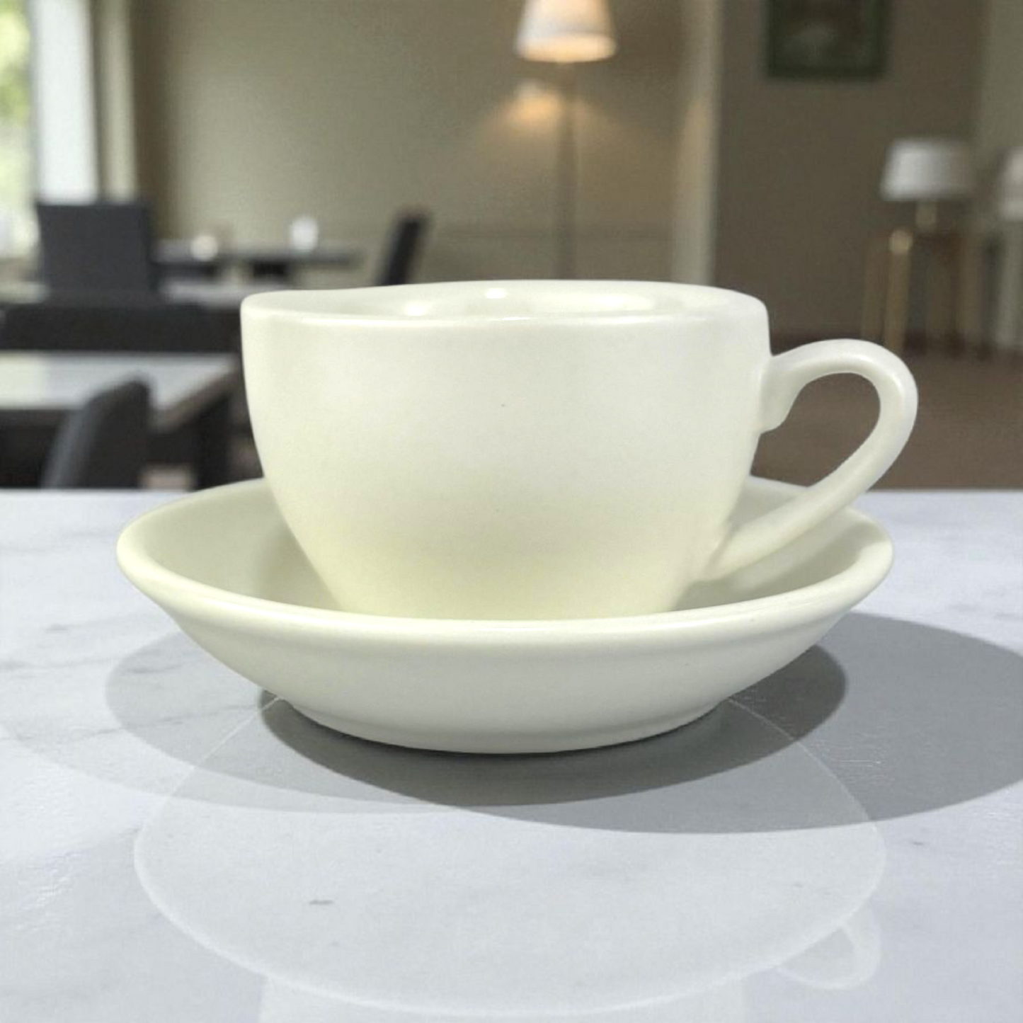 Classic White Ceramic Coffee Cup & Saucer – Minimalist Espresso Set 12pcs