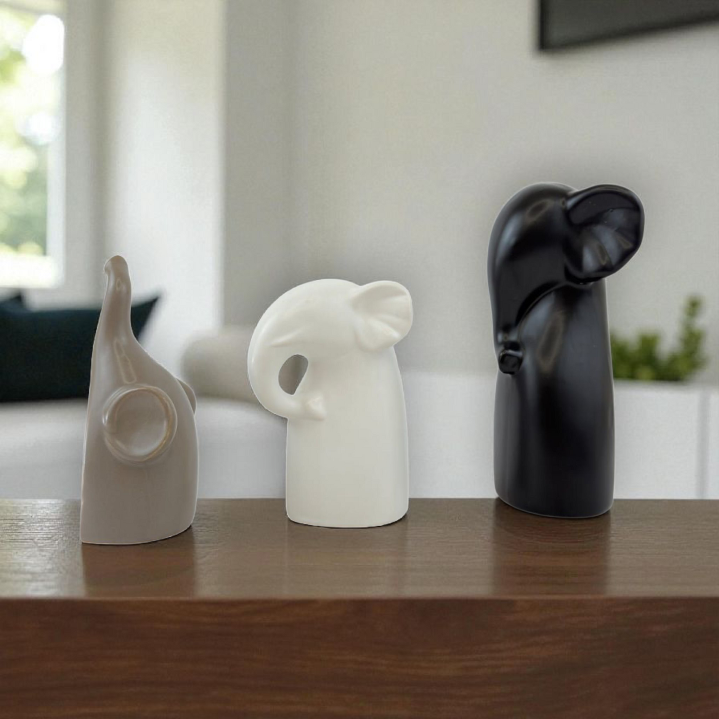 Minimalist Elephant Figurine Set – Modern Home Decor