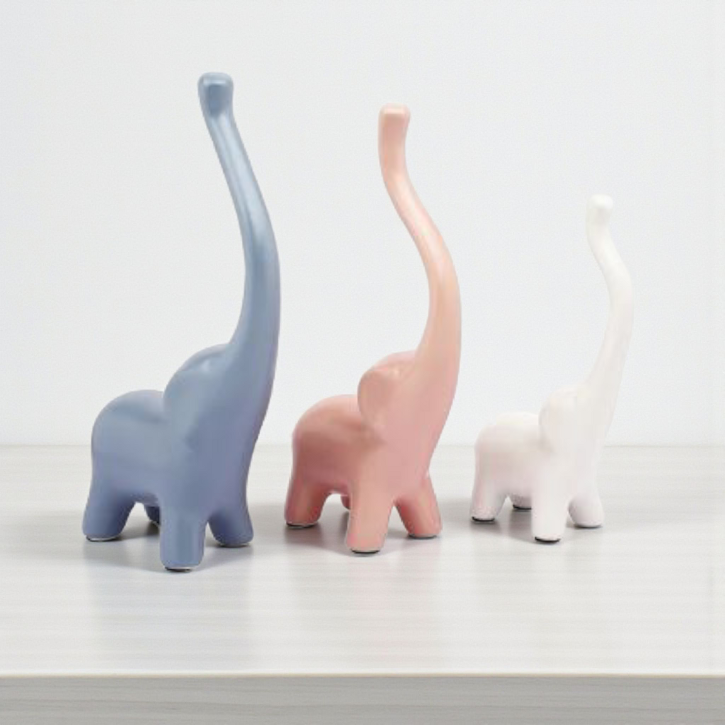 Minimalist Elephant Figurine Set – Modern Pastel Home Decor (3 Pieces)
