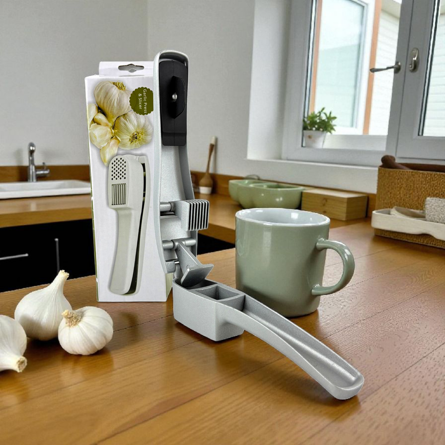 Garlic Press & Slicer Tool – Premium Aluminum Kitchen Gadget
