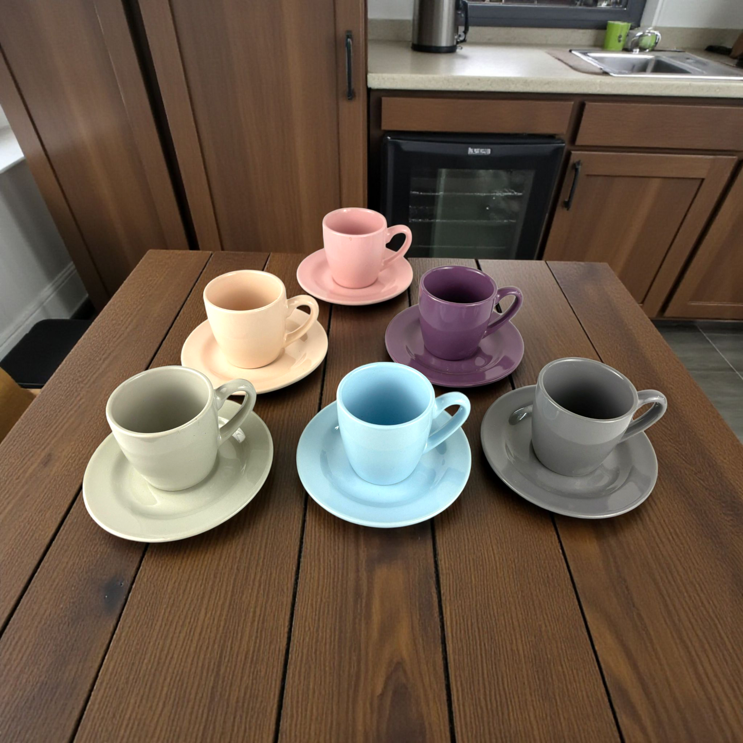 Colorful Ceramic Espresso Cup & Saucer Set – Modern Coffee Cups