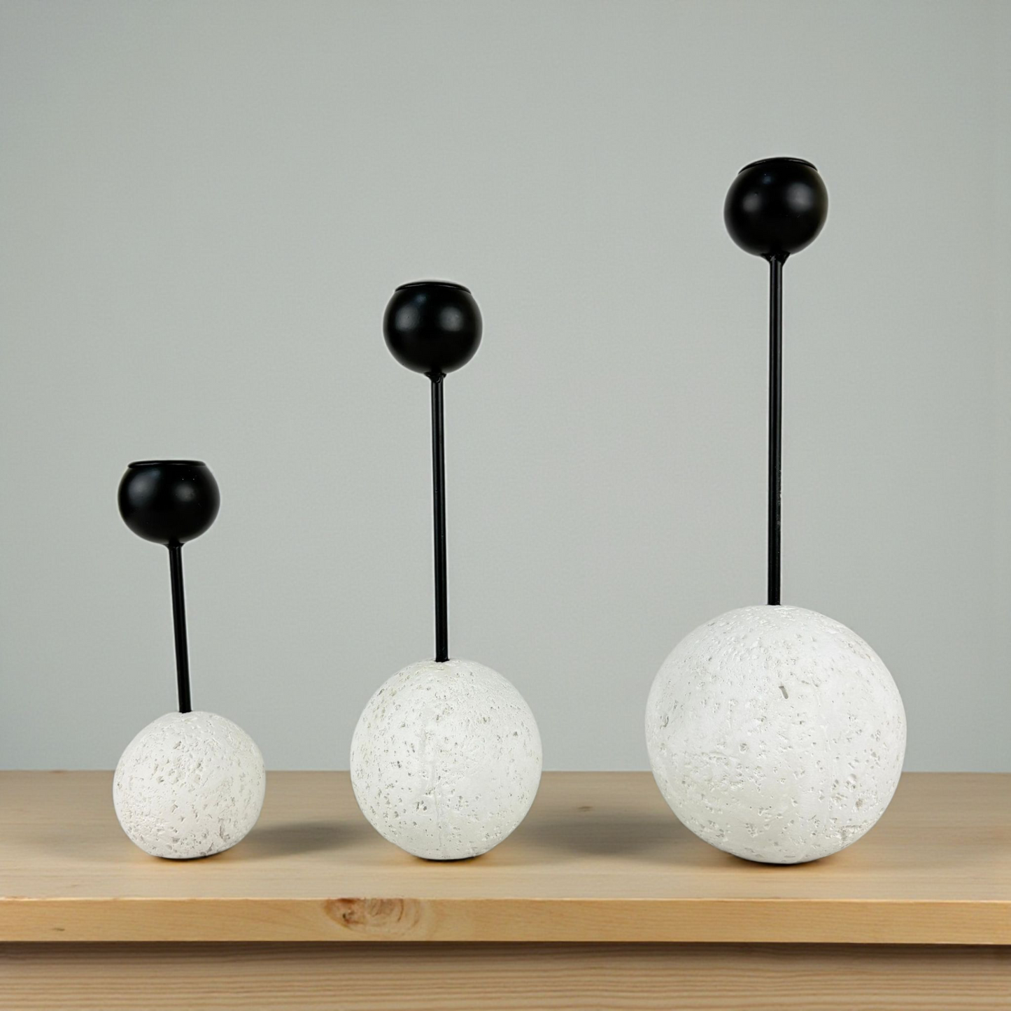 Modern Minimalist Lava Stone Hanging Decor – Trio Spherical Wall Sculpture