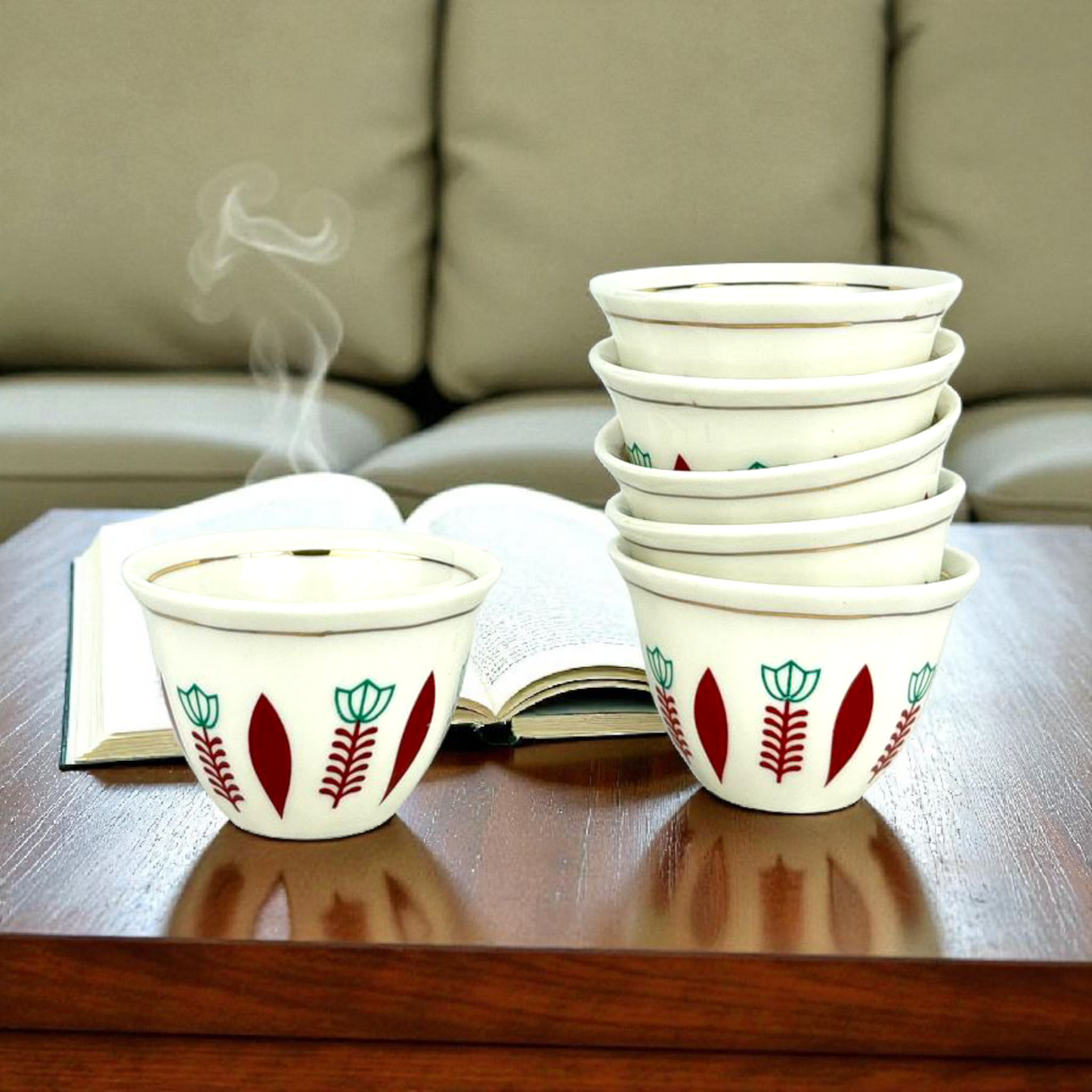 Hand-Painted Ceramic Flower Pot – Vintage White Planter with Red & Green