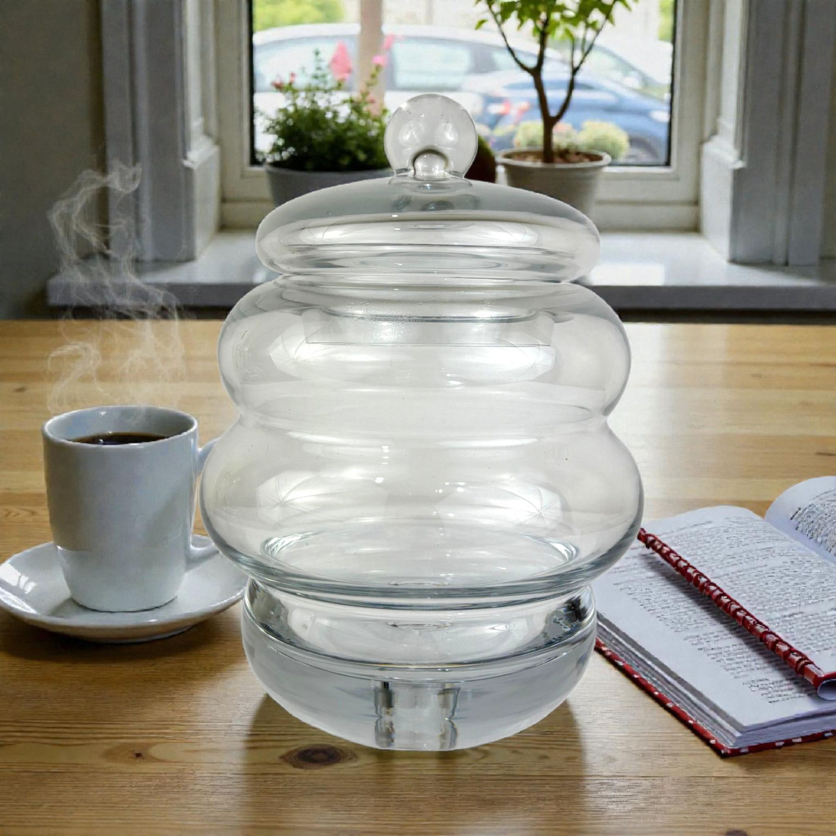 Clear Glass Storage Jar with Lid – Decorative Candy Jar / Kitchen Canister