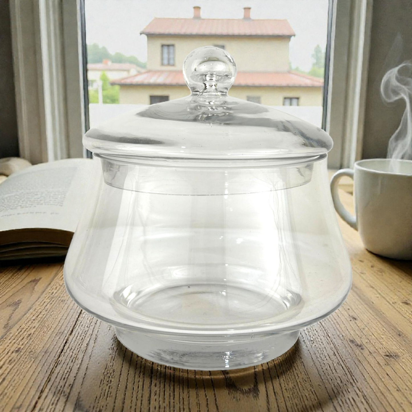 Clear Glass Storage Jar with Lid – Airtight Candy, Cookie, Coffee, and Pantry Container