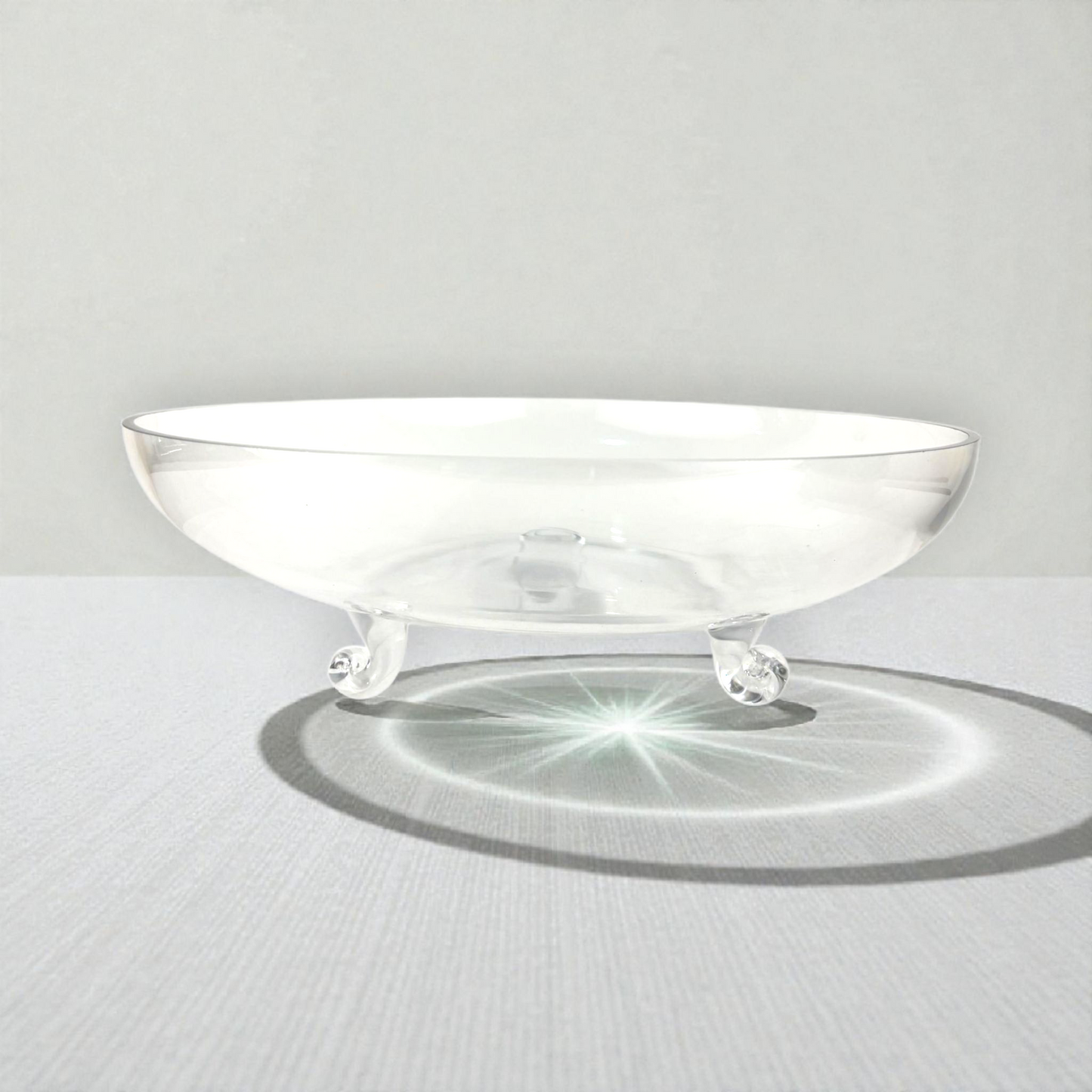 Clear Glass Serving Stand with Raised Feet – Elegant Round Display Tray for Desserts, Fruits & Decor