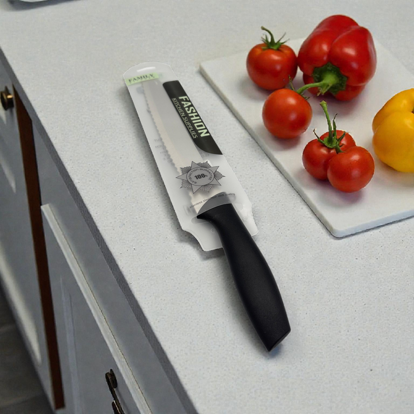 Stainless Steel Bread Knife with Serrated Edge – Kitchen Cutting Knife