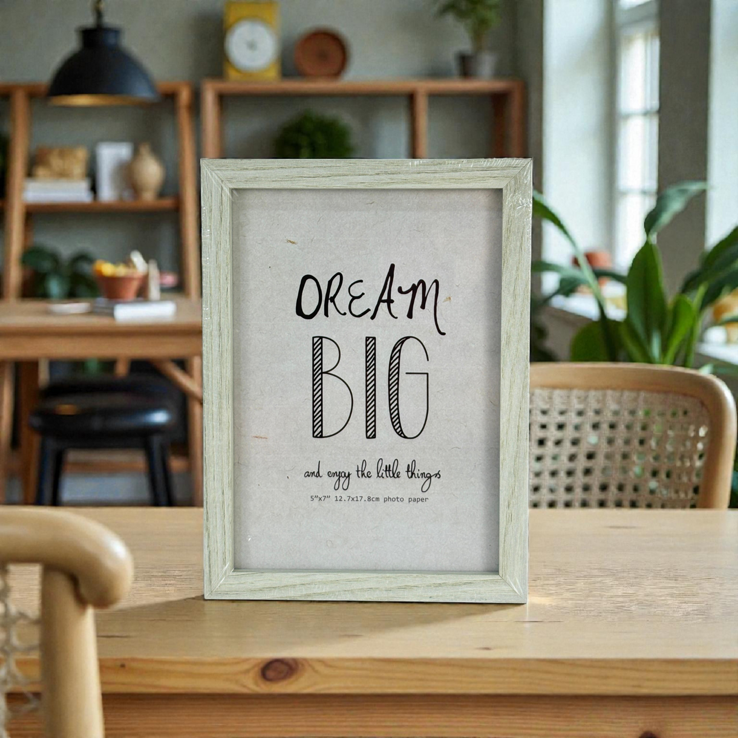 Inspirational Wooden Photo Frame with Quote Prints – Rustic Home Décor Frame 5×7"