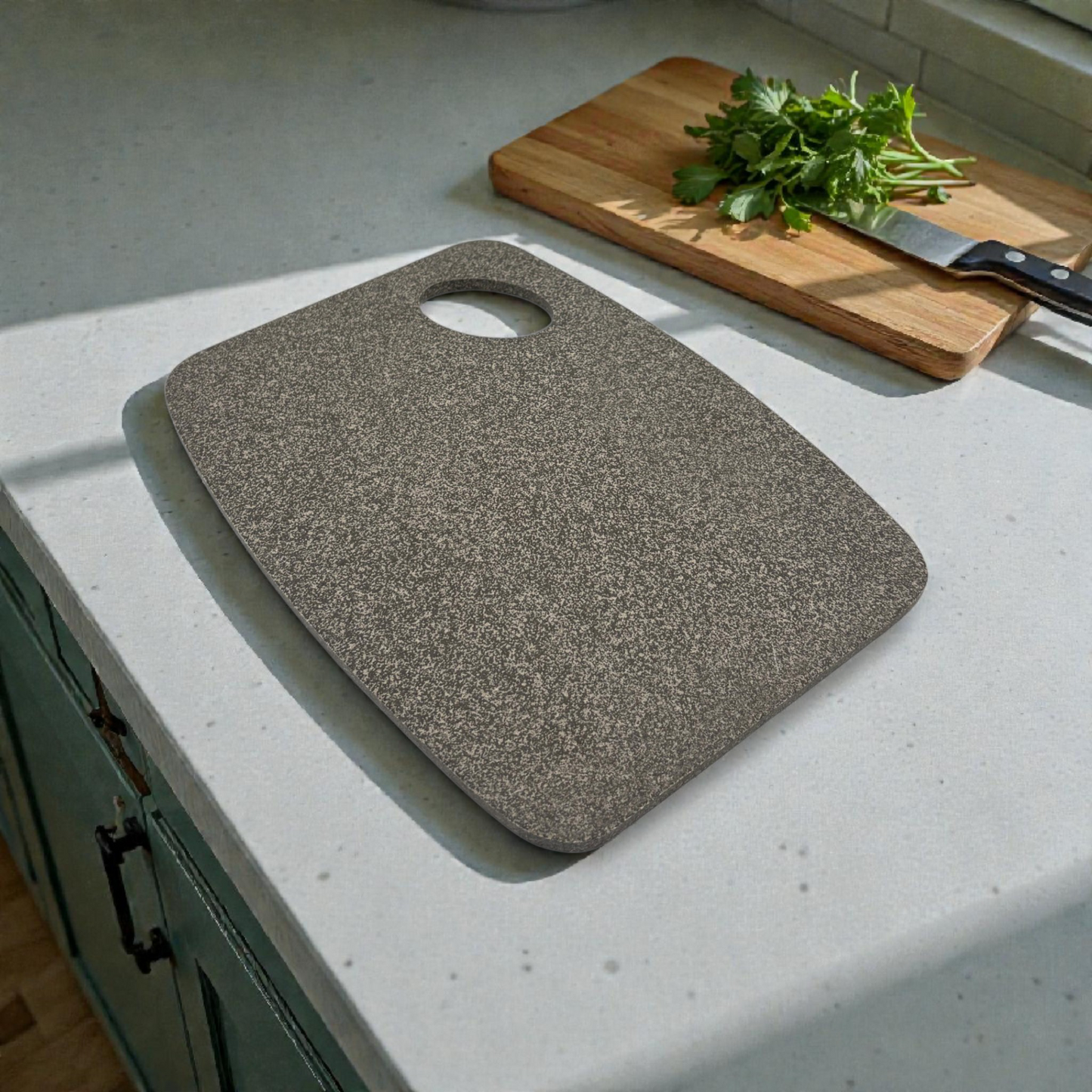 Gray stone-Effect Cutting Board with Handle – Modern Kitchen Serving Board