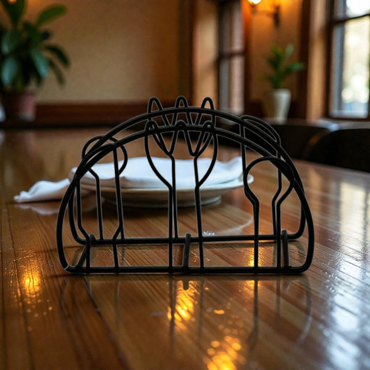 Black Metal Napkin Holder – Modern Tabletop Tissue Stand
