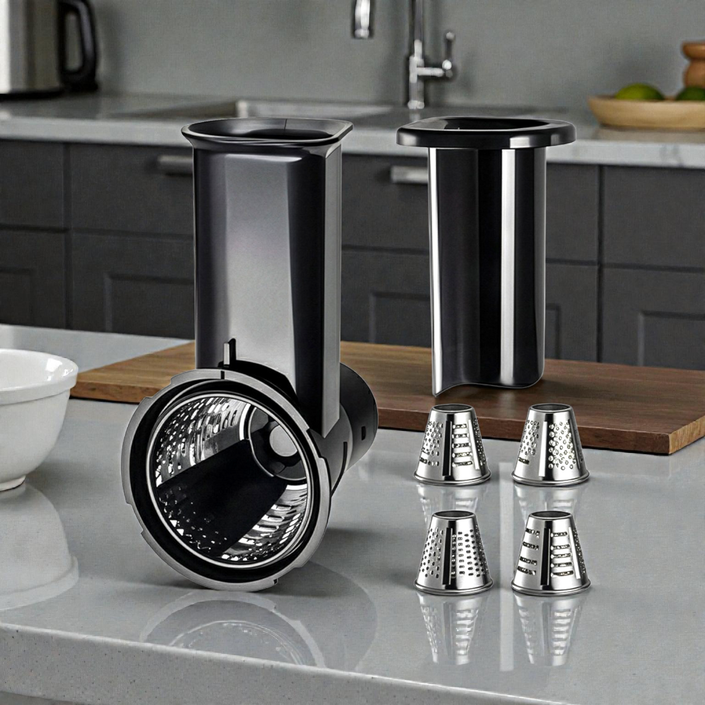Dorsch Stand Mixer Food Processor Attachment with Stainless Steel Grater Cones