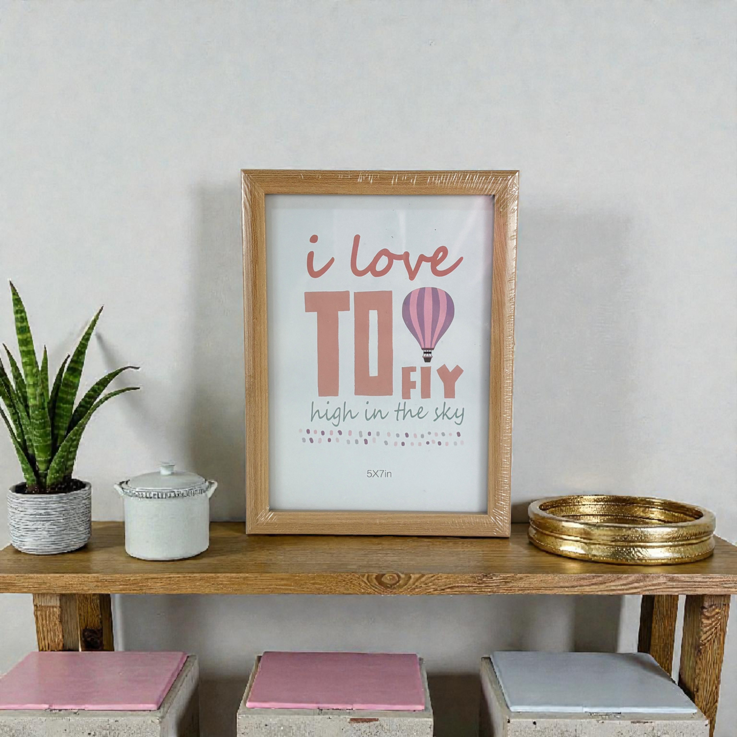 Inspirational Wooden Photo Frame with Quote Prints – Rustic Home Décor Frame 5×7"