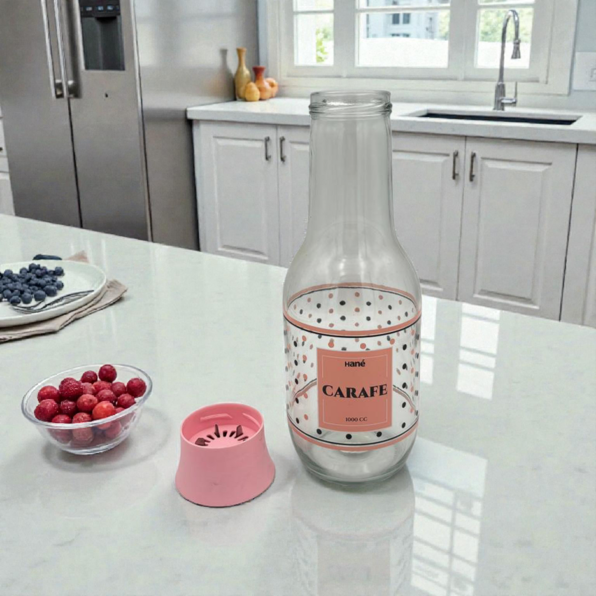 Glass Water Carafe with Lid 1L – Juice, Water & Beverage Bottle