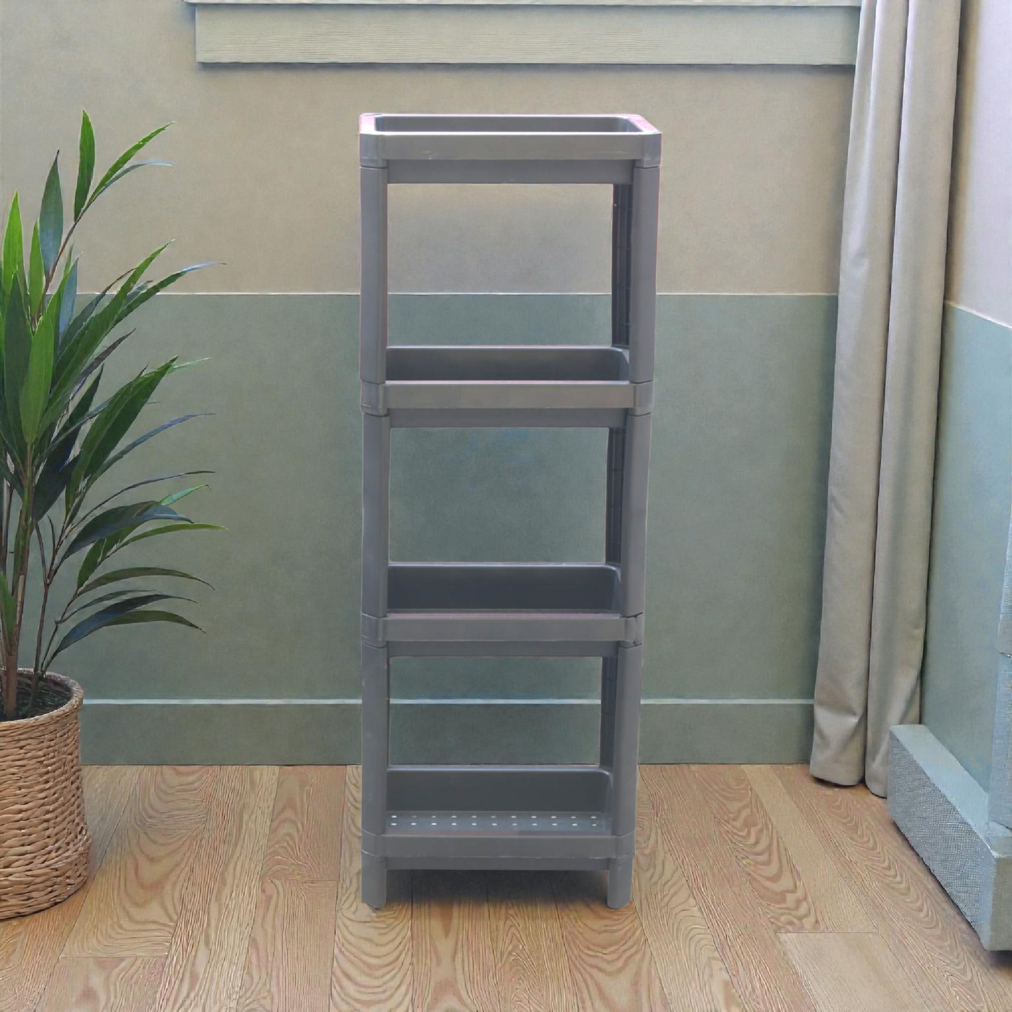 Plastic storage self organizer 4 tier made for durability for different home spaces