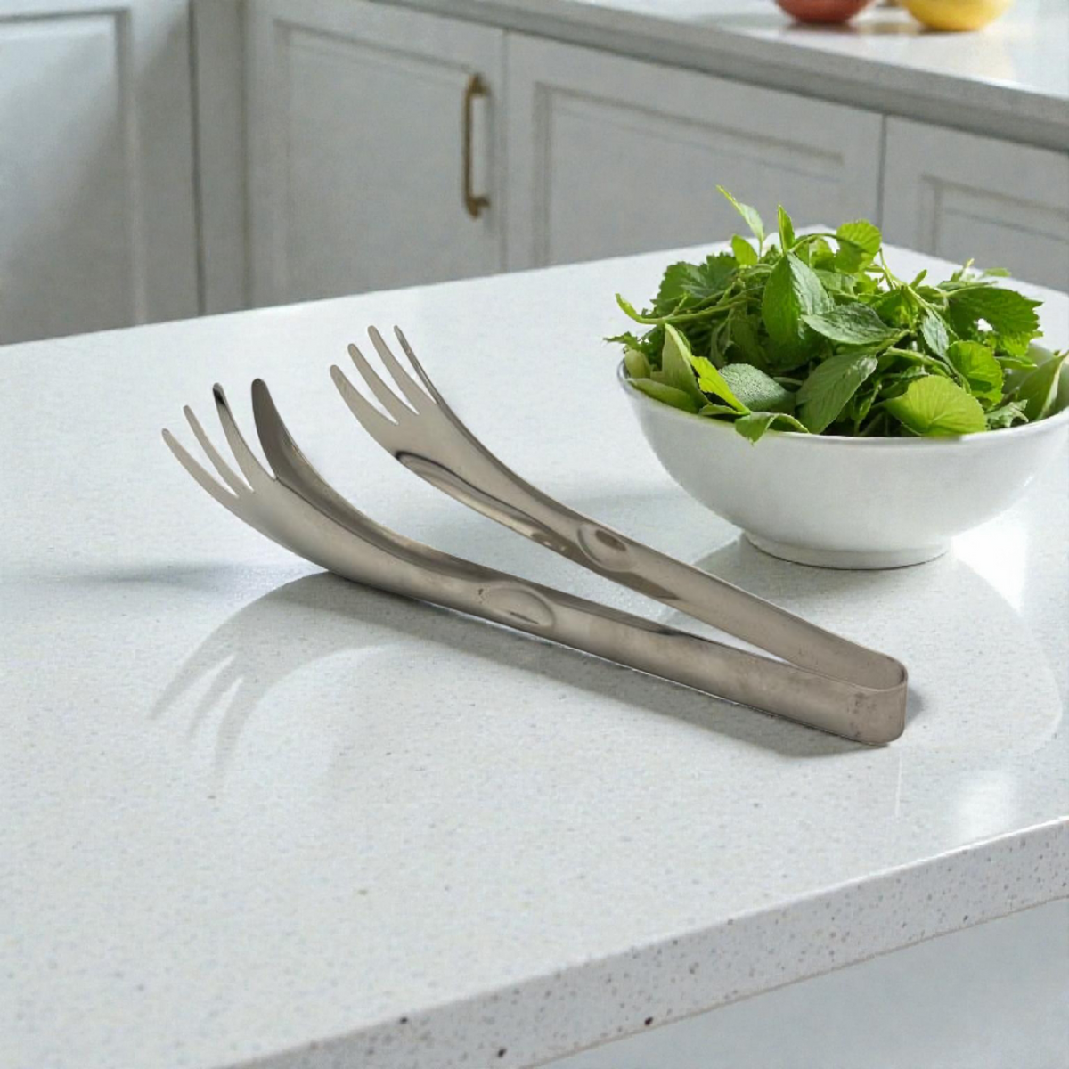 Stainless Steel Salad Serving Tongs – Fork & Spoon Design
