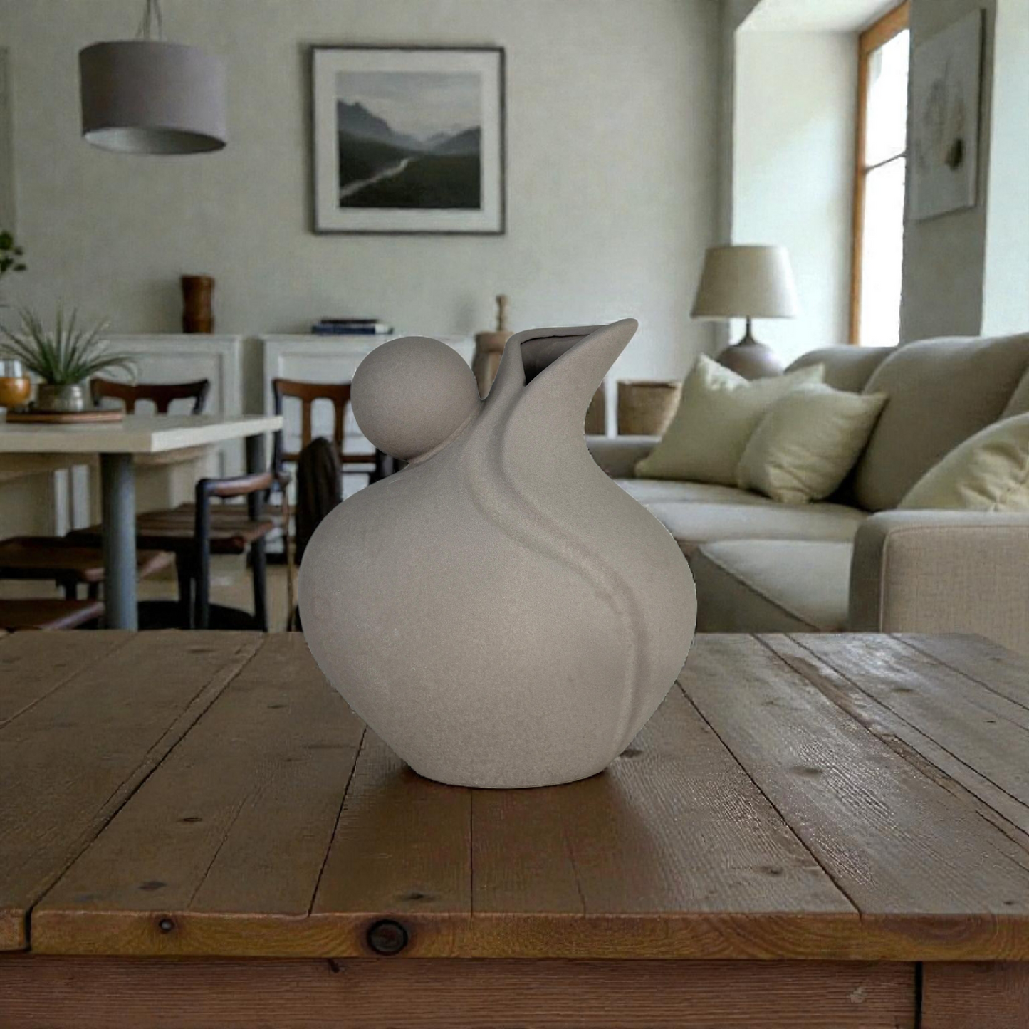 Abstract Grey Ceramic Art Vase – Sculptural Modern Decorative Vase