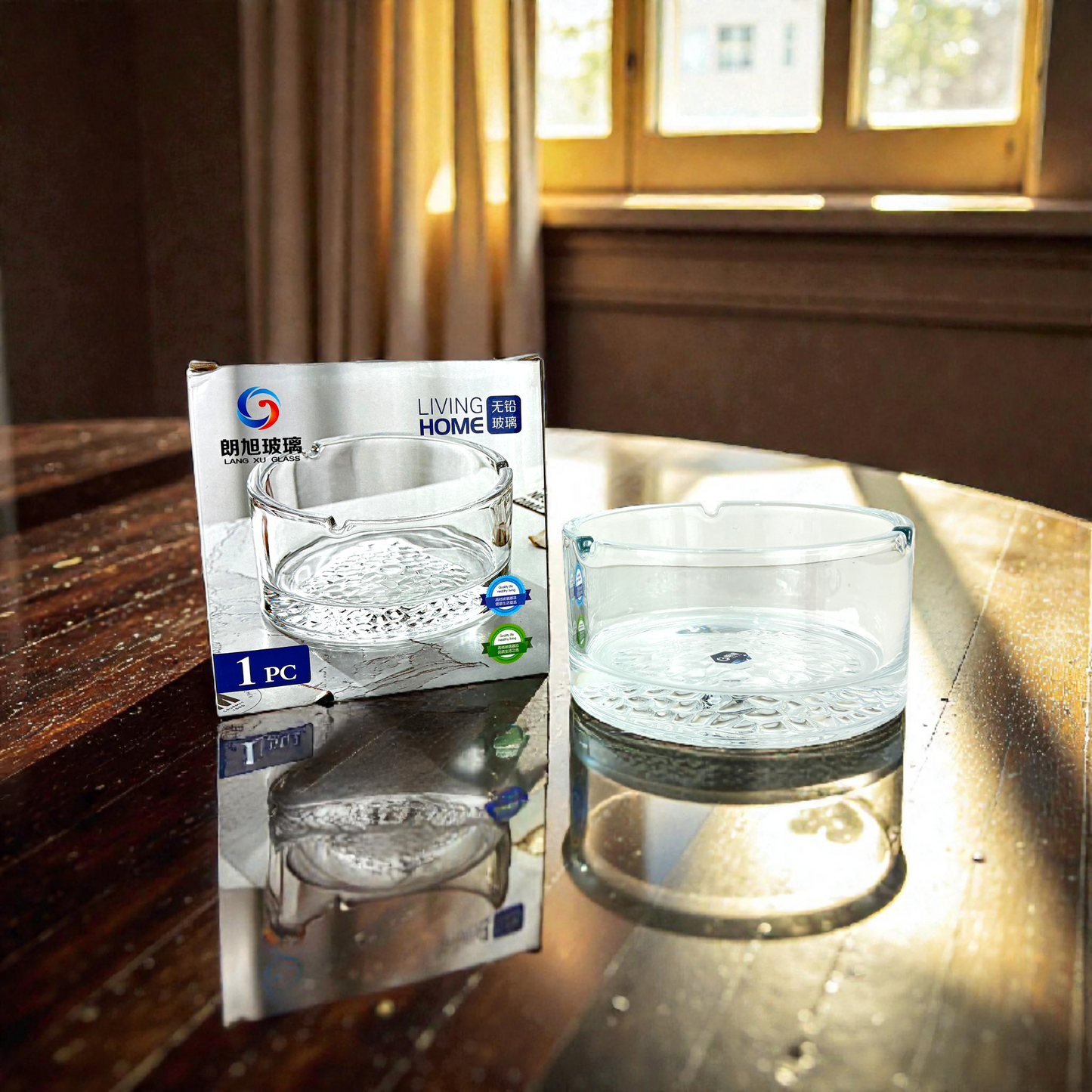 Clear Glass Ashtray – Heat-Resistant Modern Ashtray for Home & Office capacity 500ml
