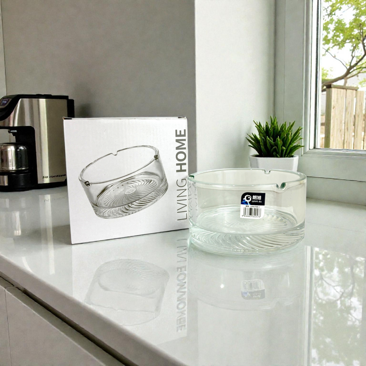 Clear Glass Ashtray – Heat-Resistant Modern Ashtray for Home & Office capacity500ml